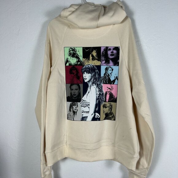 Taylor Swift The Eras Tour Beige Hoodie Unisex Large Pullover Oversized New - Picture 2 of 8